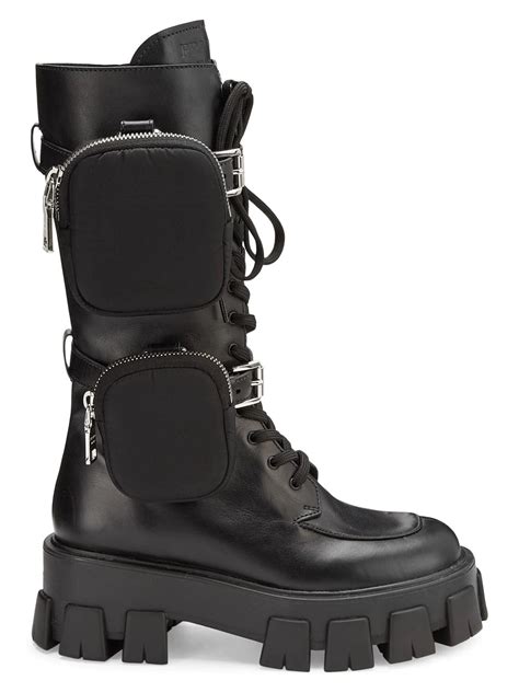 prada combat boots saks|thigh high Prada boots.